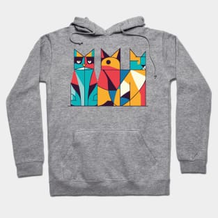 Geometric Cats Colorful Abstract Retro Design Hoodie